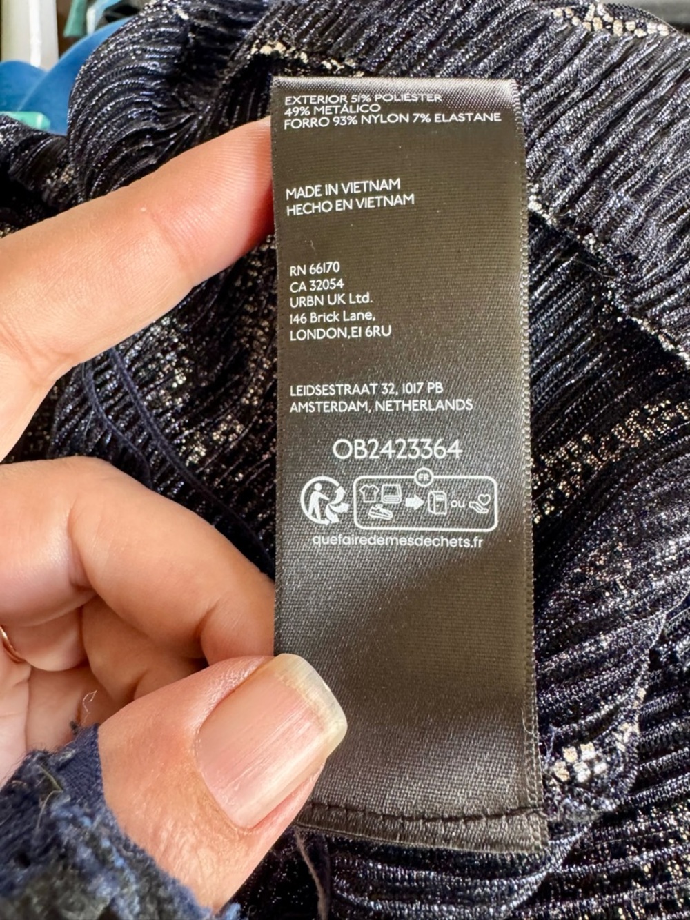 Anthropologie Black Navy and Silver Metallic Floral V-Neck Peplum Blouse - Picture 17 of 17